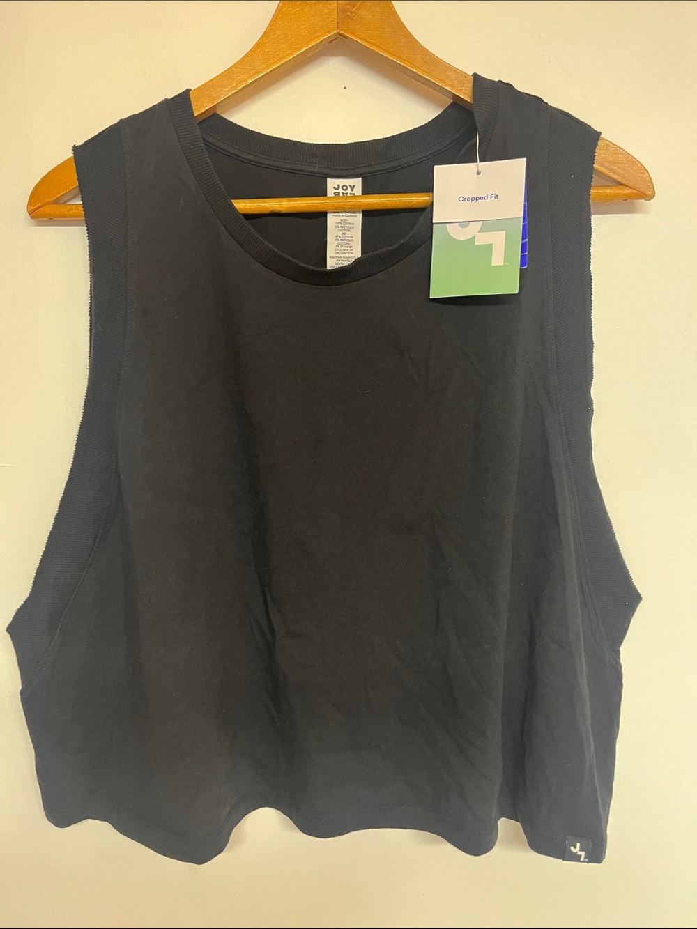 JoyLab XXL Cropped Boxy Fit Black Tank New Cotton Workout Athleisure Women’s